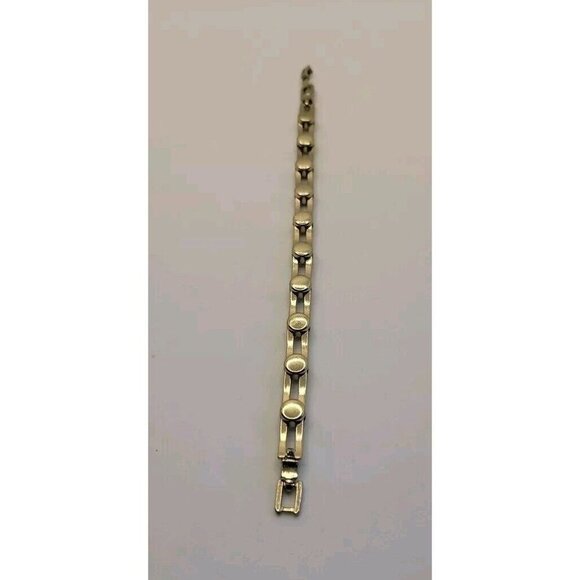 Napier Gold Link Bracelet Round Clear Stone 7" Great Condition Fast Shipping - Picture 5 of 11